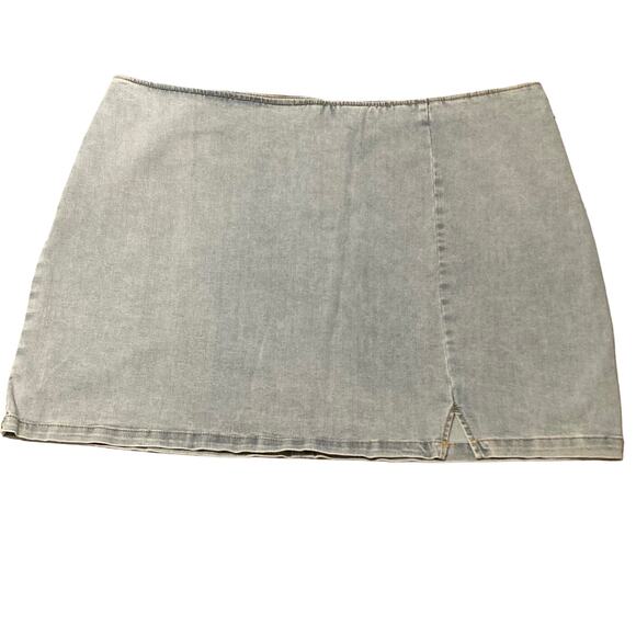 Wild Fable Denim Mini Skirt Blue Plus 24 Notch Front Seamed Summer Beachy NWT - Picture 1 of 10